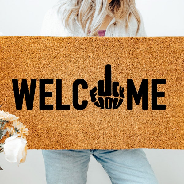 Middle Finger Doormat, Funny Doormat, Flocked Coir Outdoor Welcome Mat, Custom Rug Gift, Front Porch Decor, Rude Doormat, F*ck You Doormat