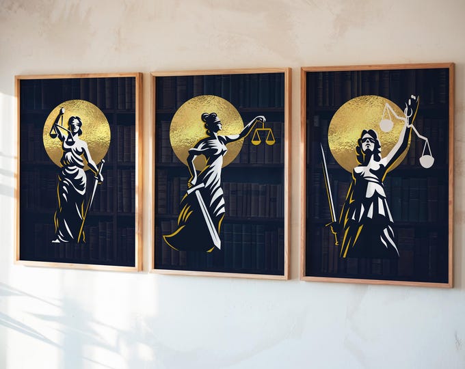 Law Office Wall Art - Scales of Justice, Lady Justice and Judge Gavel ...