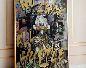 No Luck All Hustle Canvas Art – Champagne Pop, Gold Accent