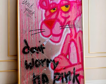 Pink Panther Graffiti Canvas Art | Modern Pop Wall Decor