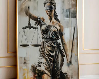Goddess Themis Canvas Art | Scales of Justice, Lawyer Office Decor