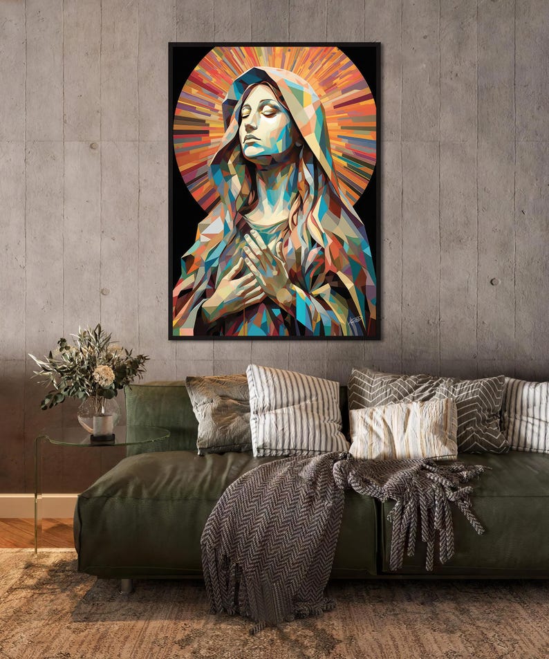 Virgin Mary Catholic Wall Art for Modern Homes | Mother Mary Home Decor ...