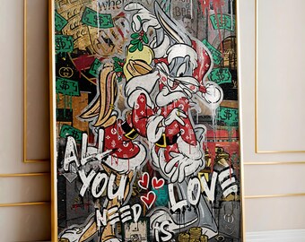 Festive Bunny Christmas Canvas Art | Holiday Home Decor