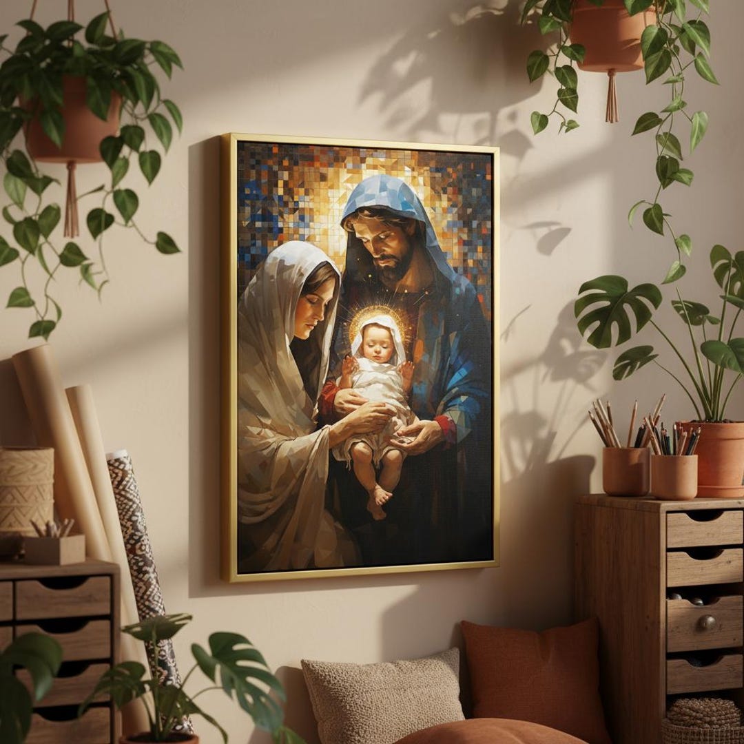 Holy Family Stained Glass Print | Religious Wall Art - Etsy