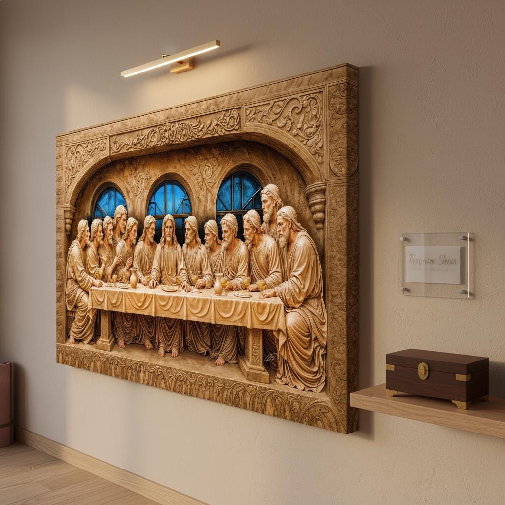 The Last Supper Wall Art | Rustic Wooden Style, Religious Print - Etsy