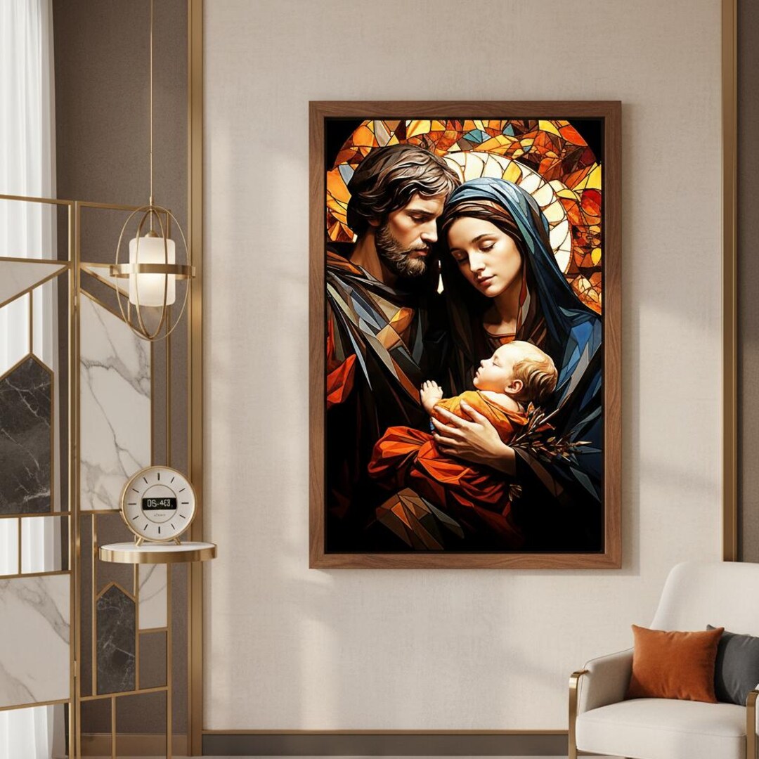 Geometric Holy Family Art Print | Modern Christian Home Decor - Etsy