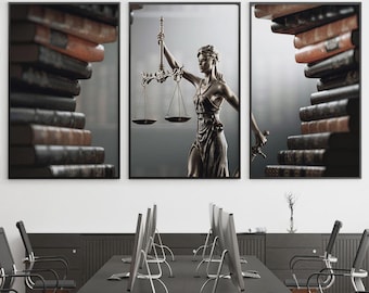 Law Office Canvas Print Set | Scales of Justice, Goddess Themis