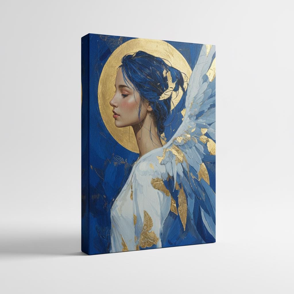 Blue Floral Woman Art Print | Modern Abstract Wall Decor - Etsy