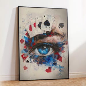 Lienzo decorativo para pared con cartas de póquer Ace Card / Impresión de cartas de juego de casino / Decoración para salas de juegos y cuevas de hombres / Obras de arte contemporáneas de póquer / Arte mural genial