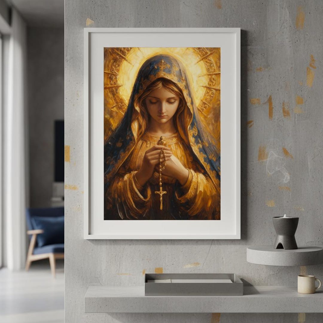 Our Lady of the Holy Rosary Canvas | Catholic Marian Art - Etsy