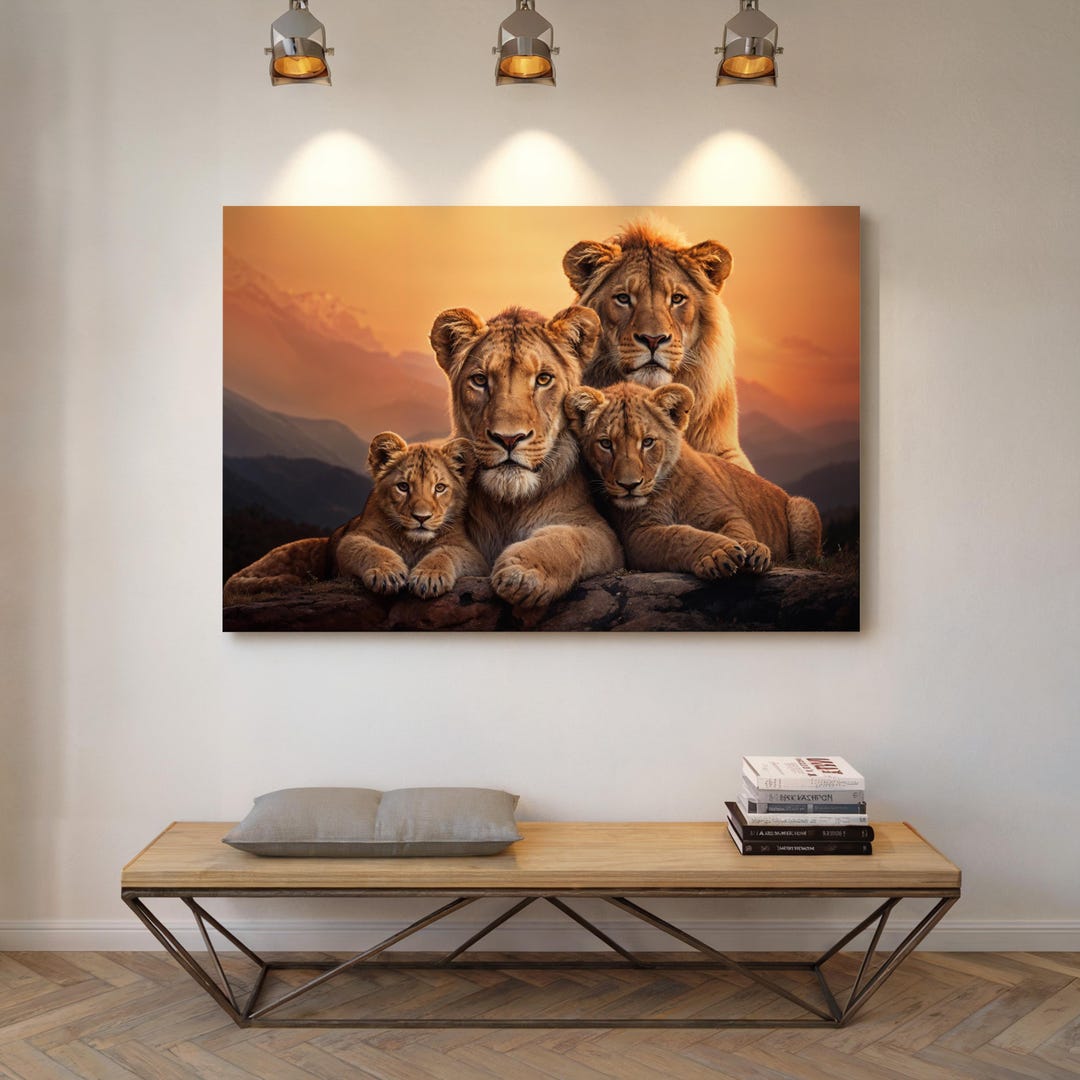 Lion Family Canvas Print | Safari Wildlife Art, Jungle Home Decor - Etsy