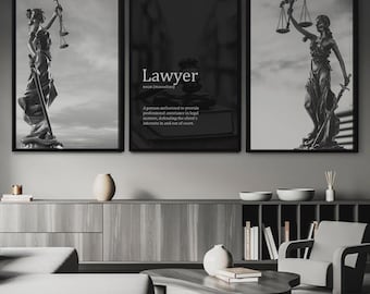 Goddess Themis & Scales Art Prints | Legal Office Decor, Set of 3