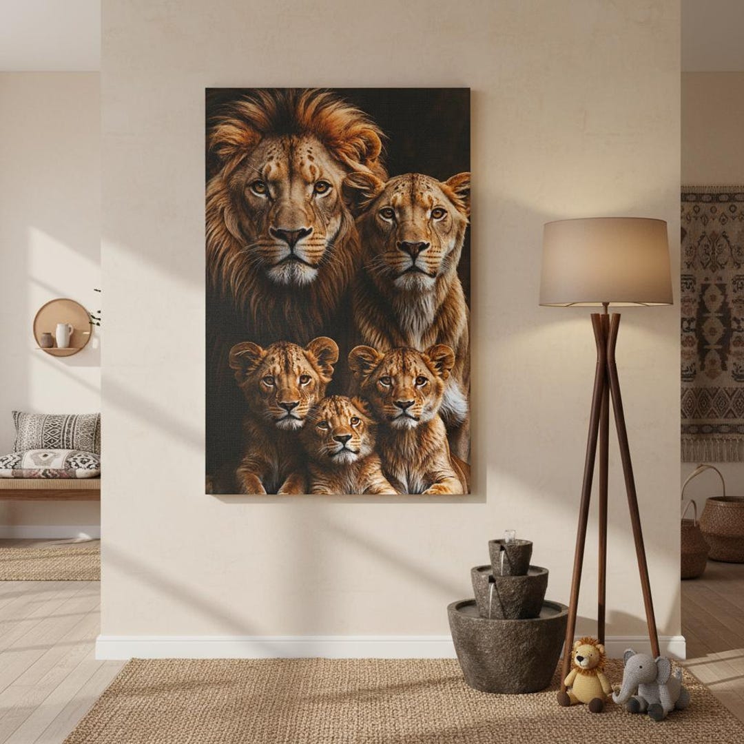 Lion Family Canvas Print | African Safari Wall Art - Etsy