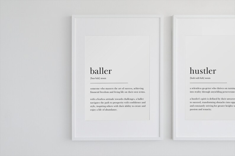 Baller Definition Poster Hustler Print, Definition Poster, Quote Print, Motivational Poster
