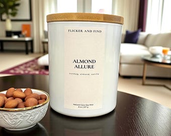 Non-Toxic Coconut Soy Candle | Nutmeg, Almond, Vanilla Scent | Eco-Friendly Gift | Handmade in USA