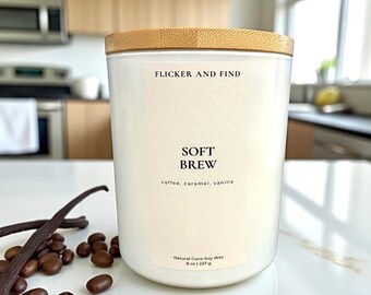 Non-Toxic Coconut Soy Candle | Coffee, Caramel, Vanilla Scent | Eco-Friendly Gift | Handmade in USA