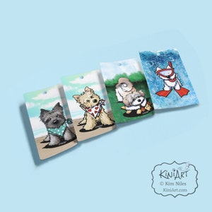 Bookmarks featuring dog art cairn terrier, Westie terrier and Havanese by Kim Niles.