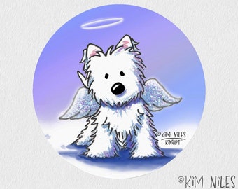 Cute KiniArt Westie Dog Round Sticker