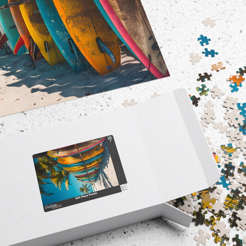 Colorful Surfboards on a Beach Puzzle 110 252 520 1014 piece Surfer Colorful Surfboards on a Beach Puzzle 110 252 520 1014 piece Surfer