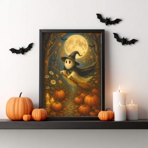 Halloween Ghost Jigsaw Puzzle: Witchy Autumn Night Scene