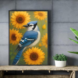 Jigsaw Puzzle, Blue Jay Bird Perched on Sunflowers Puzzle, 110-1014 Puzzle, Fun Family Activity, Relaxing Hobby, Brain Teaser