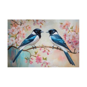 A pair of magpies Puzzle (110, 252, 520, 1014-piece) oil painting-style, Bird Lover, Unique Puzzle, Adult Puzzle, Family Fun