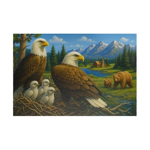 Puzzle Pygargues à tête blanche avec poussins : faune sauvage, activité relaxante