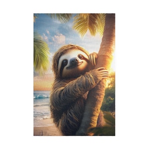 Cute Sloth In The Tropics Jigsaw Puzzle, (110 252 520 1014 Pieces) Animal Lover Puzzle, Sloth Lover, Puzzle for Adults, Unique Puzzle