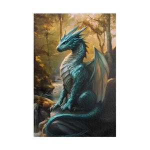 Whimsical Blue Dragon Puzzle (110, 252, 520, 1014-piece) Dragon Lover, Whimsical Creature Art, Adult Puzzle, Family Fun