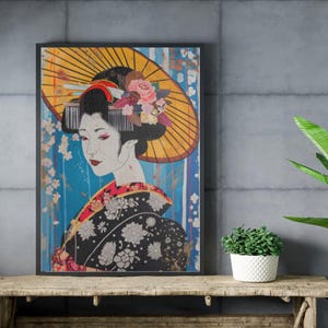Geisha art Puzzle (110, 252, 520, 1014-piece) Traditional Japanese art,  Katsushika Hokusai Style, Unique Puzzle, Adult Puzzle, Family Fun