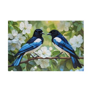 A pair of magpies Puzzle (110, 252, 520, 1014-piece) oil painting-style, Bird Lover, Unique Puzzle, Adult Puzzle, Family Fun