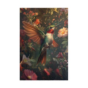 Hummingbird Puzzle (110, 252, 520, 1014-piece) Bird Lover, Beautiful Hummingbird art , Adult Puzzle, Family Fun, Jigsaw Puzzle