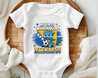 Mi primer body y camiseta para bebé del Mundial de Bosnia Zmajevi, conjunto para niños de fútbol bosnio del Mali Zmajevi para el día del partido.