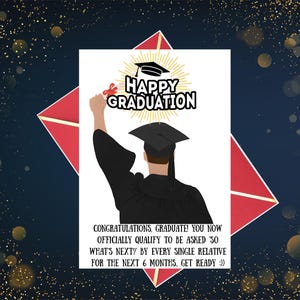 Tarjeta de graduación divertida, tarjeta de graduación para hombre y mujer, tarjeta de graduación hecha a mano de 5x7, regalo de graduación humorístico, tarjeta de graduación de secundaria y universidad.