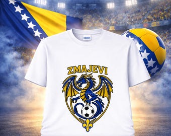 ZMAJEVI Bosnisch voetbalsupportershirt, Bosanski Zmajevi-fansweater, Bosnische wedstrijddag-outfit