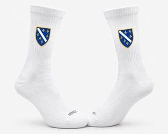 Bosnia World Cup Game Day Mid Calf Socks, Bosnian Flag Crew Socks, Bosnia and Herzegovina Merch