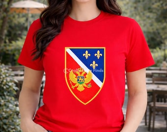 Coat of Arms Montenegro and Bosnia Hoodie Shirt, Bosnian Lilly and Montenegrin Eagle Embroidery Look DTF Tee