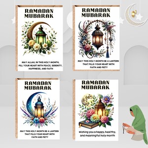 Cartões Ramadan Mubarak, Cartões de Ramadan feitos à mão, Cartões Ramadan personalizados 5x7, Cartões Ramadan personalizáveis, Presentes para a família Ramadan,