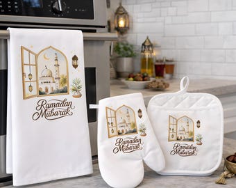 Ramadan Mubarak keukencadeauset, islamitische gastvrouw woondecoratie, Ramadan-cadeaumand voor haar