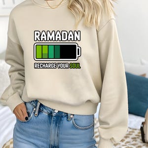 Ramadan Recharge Your Soul Shirt, Islamic Ramadan Shirt, Muslim Graphic Tee, Unisex DTF Ramadan Shirt, Spiritual Ramadan Apparel Sand