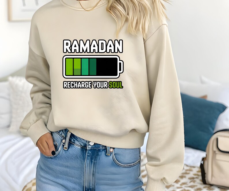 Ramadan Recharge Your Soul Shirt, Islamic Ramadan Shirt, Muslim Graphic Tee, Unisex DTF Ramadan Shirt, Spiritual Ramadan Apparel Sand