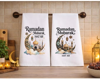 Ramadan Mubarak Kitchen Towel, Islamic Dish Towel, Ramadan Kareem Tea Towel, Ramadan Home Decor, Muslimah Gift, Ramadan 1447 AH