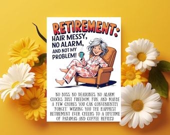 Funny Retirement Card for Women, Retired Wife, Friend, Boss, Teacher, Farewell New Chapter Greeting