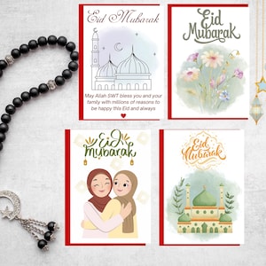 Cartão de felicitações Eid Mubarak, Cartão Eid personalizado, Cartão Eid feito à mão 5x7, Cartão de feriado islâmico, Cartões Eidi, Presente Eid 2025, Cartão Eid muçulmano