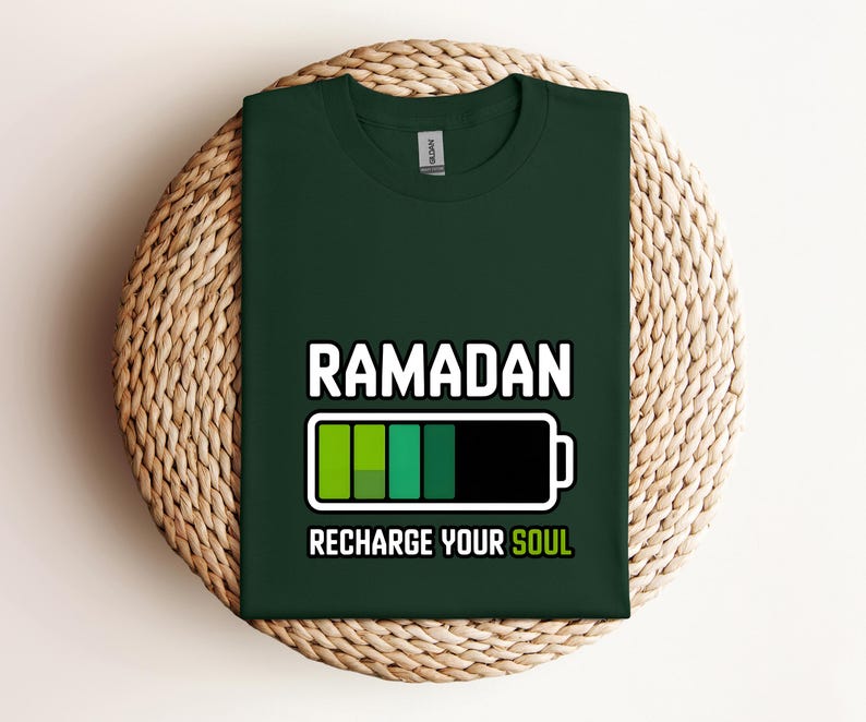 Ramadan Recharge Your Soul Shirt, Islamic Ramadan Shirt, Muslim Graphic Tee, Unisex DTF Ramadan Shirt, Spiritual Ramadan Apparel image 5