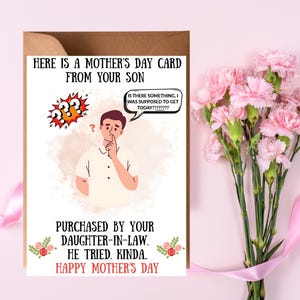 Lustige Muttertagskarte von Sohn, Schwiegertochter Humor Karte, 5x7 Karte für Mama, Lustige Muttertagskarte, Benutzerdefinierte Mamakarte, Muttertagsgeschenk