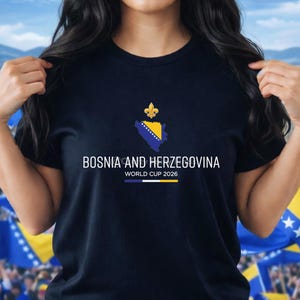 Camiseta minimalista de fútbol con la bandera de Bosnia y Herzegovina, camiseta para el día del partido, equipación unisex para el día del partido con la bandera de BIH.