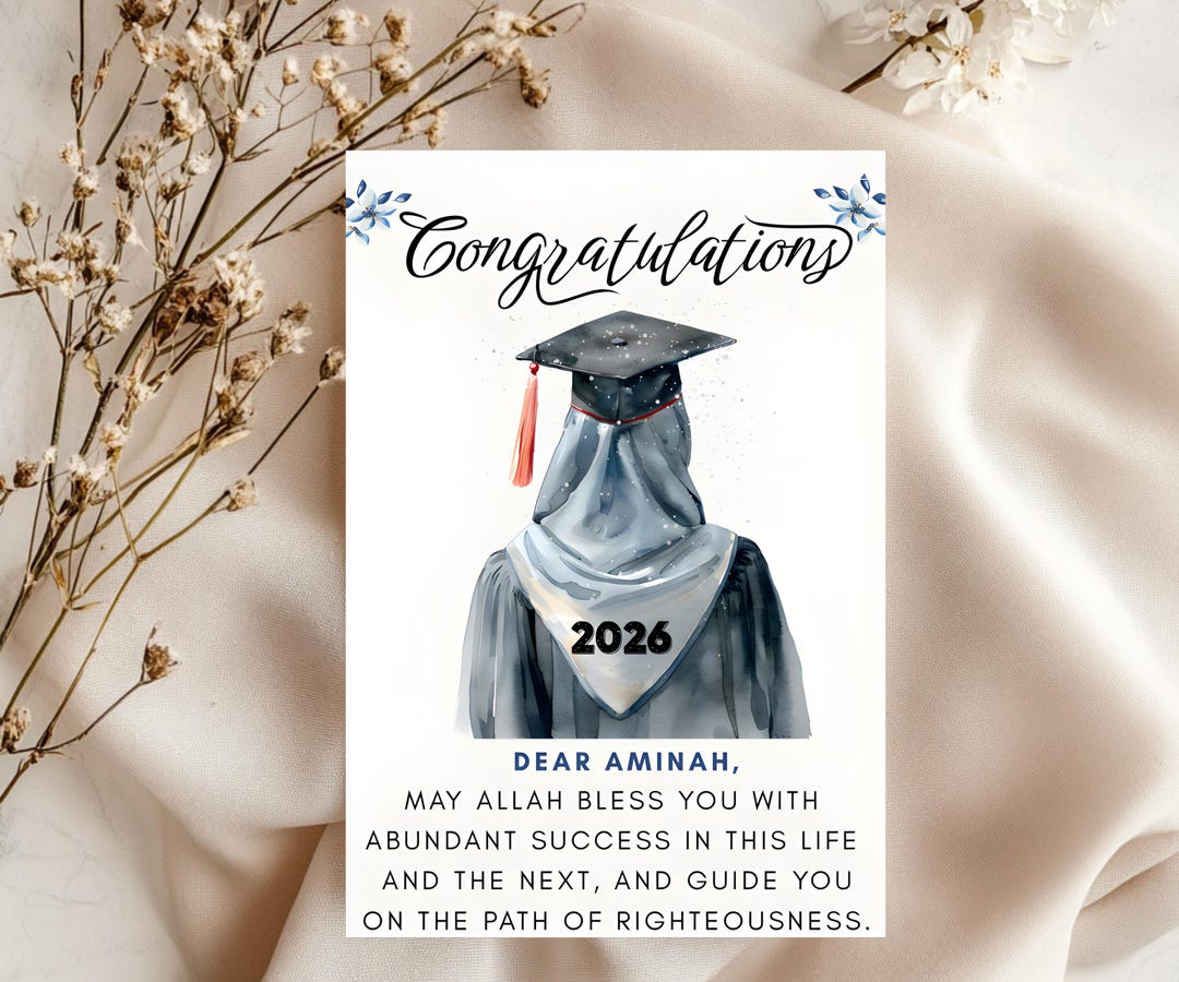 Personalized Islamic Graduation Card, 5x7 Hijabi or Non-hijabi Custom ...