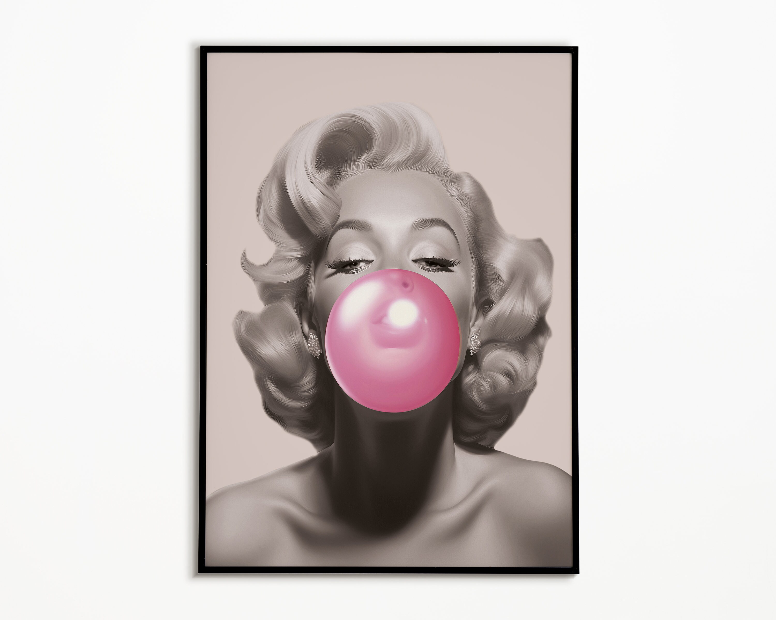Tableau Toile Pop Art Marilyn Monroe Bubble Gum - Décoration Murale Colorée