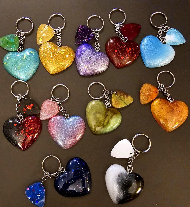 Swiftie Inspired Resin Heart Keychain/Bag Charm with Guitar Pick - Handmade OOAK image 2